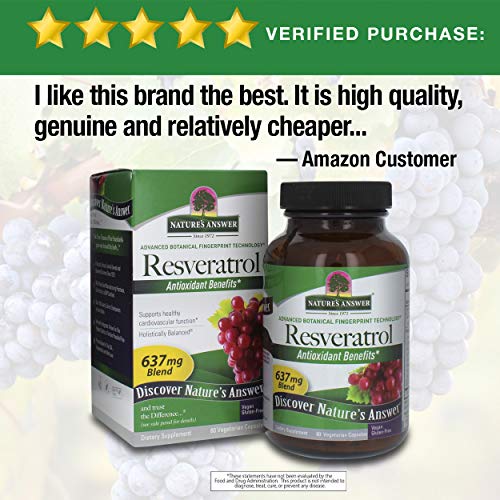 Natures Answer Extra Strength 250 mg Resveratrol - 60 Capsules A...
