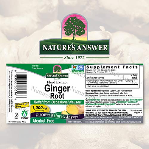 Natures Answer Ginger Root Alcohol Free Extract 1 Ounce | Joint ...