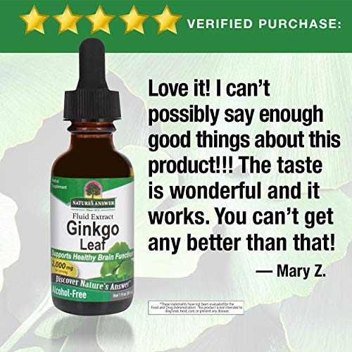 Natures Answer Ginkgo Leaf, 1-Ounce Ginkgo Biloba Extract Alcoho...