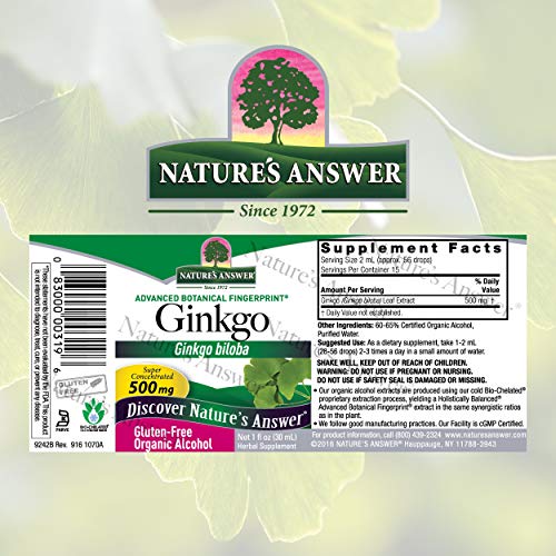 Natures Answer Ginkgo Leaf with Organic Alcohol 1 Fluid Ounce | ...