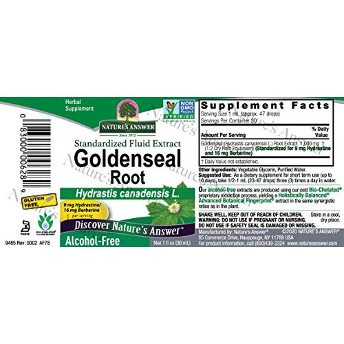 Natures Answer Golden Seal Root Extract Alcohol Free 1 Ounce | N...