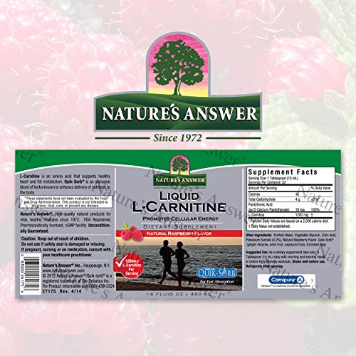 Natures Answer Liquid L-Carnitine Raspberry flavor 1200 mg 16-Fl...