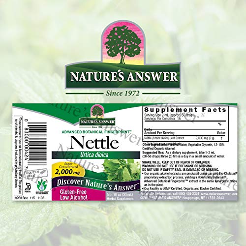 Natures Answer Nettle Leaf with Organic Low Alcohol 1 Fluid Ounc...