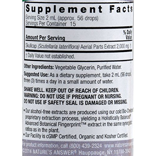Natures Answer Skullcap Herb Alcohol Free - Promotes Relaxation -...