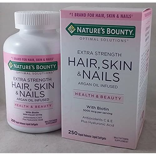 Natures Bounty Hair Skin and Nails 5000 mcg of Biotin - 250 Coat...