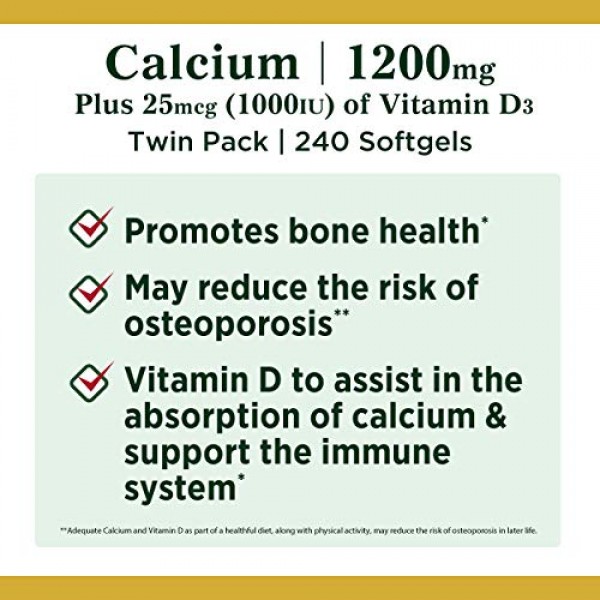 Calcium & Vitamin D by Natures Bounty, Immune Support & Bone Hea...