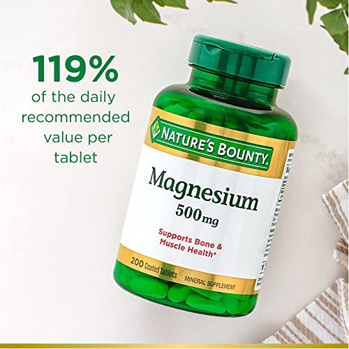 Nature’s Bounty Magnesium 500mg Tablets, Supports Bone & Muscle H...