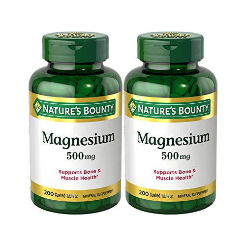 Nature’s Bounty Magnesium 500mg Tablets, Supports Bone & Muscle H...