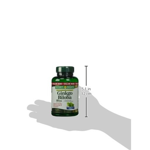 Natures Bounty Ginkgo Biloba 60 mg Capsules, 200 Count Bottle