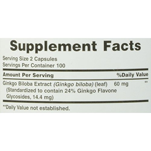 Natures Bounty Ginkgo Biloba 60 mg Capsules, 200 Count Bottle