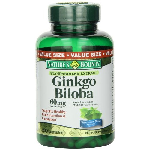 Natures Bounty Ginkgo Biloba 60 mg Capsules, 200 Count Bottle