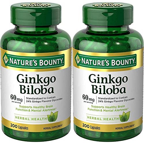 Natures Bounty Ginkgo Biloba 60mg, 400 Capsules 2 X 200 Count B...