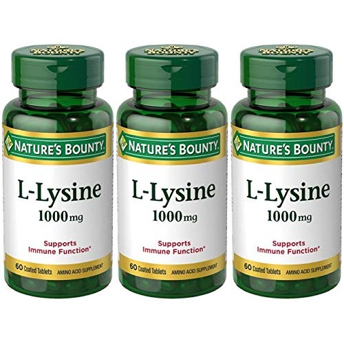 Natures Bounty L-Lysine, 1000mg, 180 Tablets 3 x 60 Count Bottles