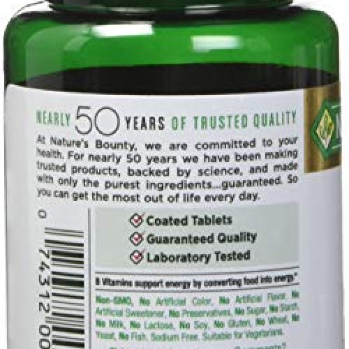 Natures Bounty Vitamin B-2 100 mg, 100 Coated Tablets Pack of 4