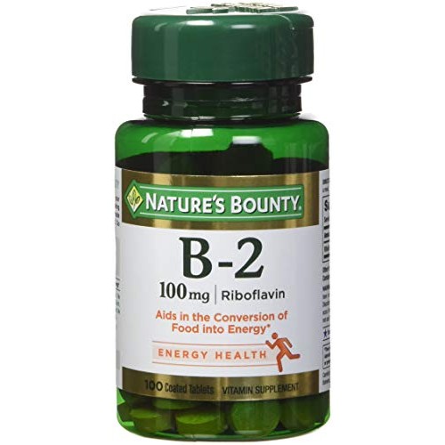 Natures Bounty Vitamin B-2 100 mg, 100 Coated Tablets Pack of 4
