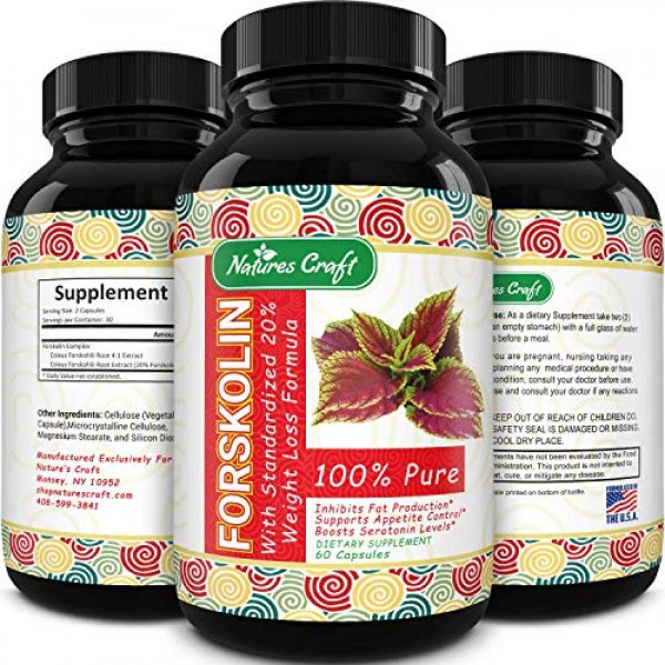 100% Pure Forskolin Extract 60 Capsules - High Quality Weight Los...