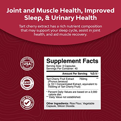 Advanced Tart Cherry Extract Capsules - Extra Strength 7500mg Equ...