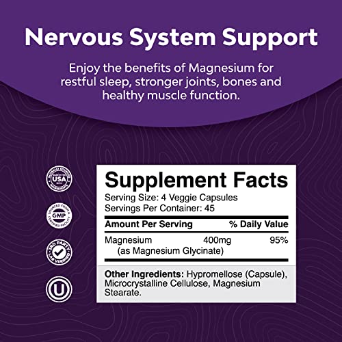 Magnesium Glycinate 400mg Mineral Supplement - Calming Magnesium ...