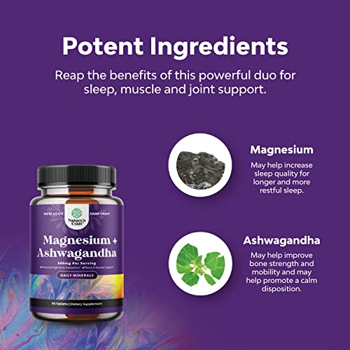 Magnesium Glycinate 500mg with Ashwagandha Root - Calming Magnesi...
