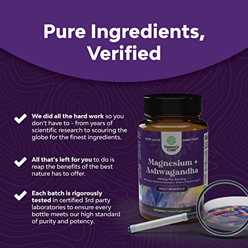 Magnesium Glycinate 500mg with Ashwagandha Root - Calming Magnesi...