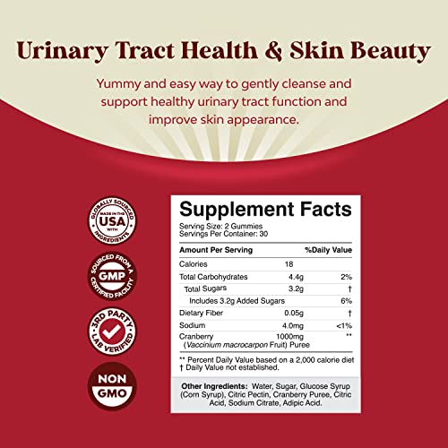 Natural Cranberry Gummies for Women and Men - Extra Strength Deli...