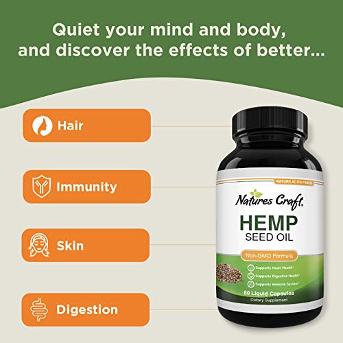 Natural Hemp Seed Oil Capsules - Pure Hemp Oil 1000mg Vegetarian ...