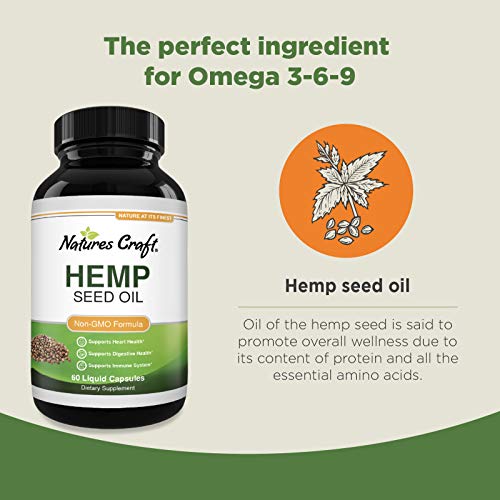 Natural Hemp Seed Oil Capsules - Pure Hemp Oil 1000mg Vegetarian ...