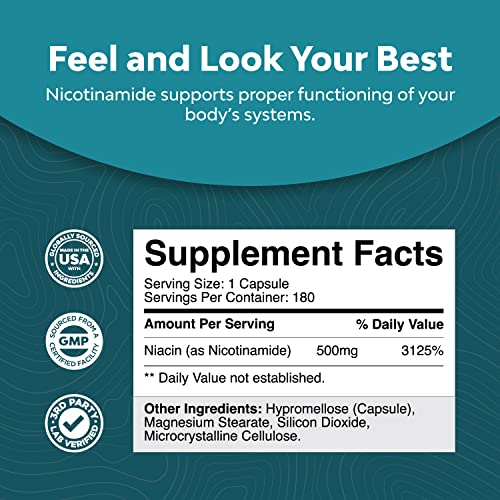 Natures Craft Vitamin B3 Nicotinamide 500mg Capsules - Mitochondr...