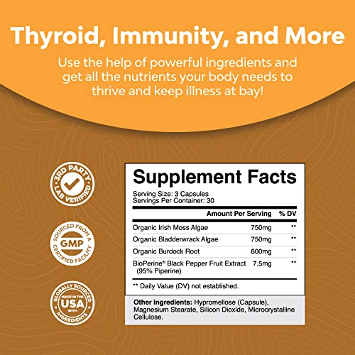 Organic Irish Sea Moss Capsules - Sea Moss and Bladderwrack Capsu...