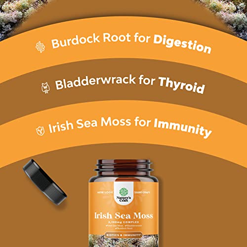 Organic Irish Sea Moss Capsules - Sea Moss and Bladderwrack Capsu...