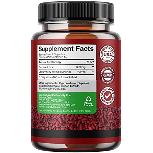 Red Yeast Rice with CoQ10 Supplement - Extra Strength Citrinin-Fr...