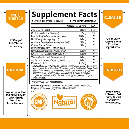 Gentle Liver Cleanse Detox & Repair - Natural 21 Herb Formula wit...