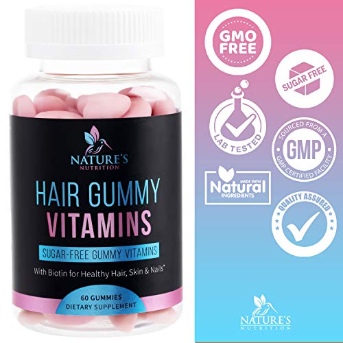 Hair Gummy Vitamins, Sugar Free with Biotin 5000 mcg, Vitamin A, ...