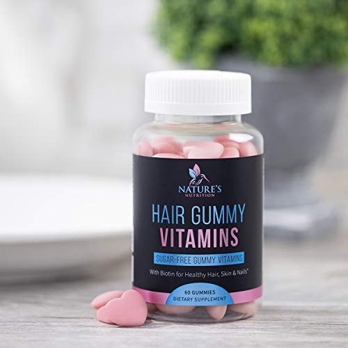 Hair Gummy Vitamins, Sugar Free with Biotin 5000 mcg, Vitamin A, ...