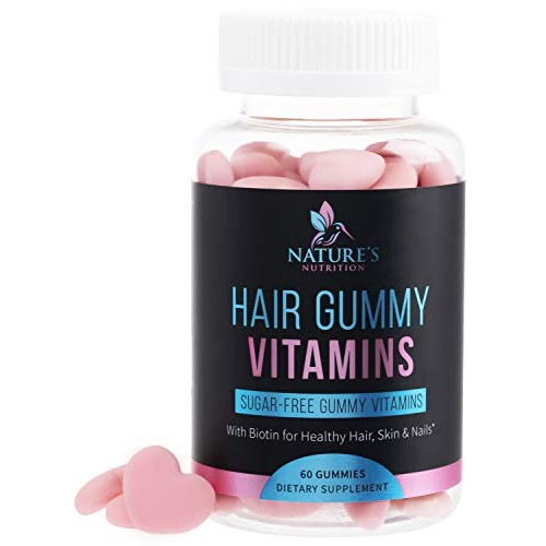 Hair Gummy Vitamins, Sugar Free with Biotin 5000 mcg, Vitamin A, ...
