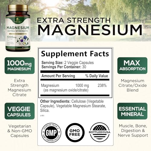 Magnesium Extra Strength 1000mg - Chelated for Max Absorption, Ma...
