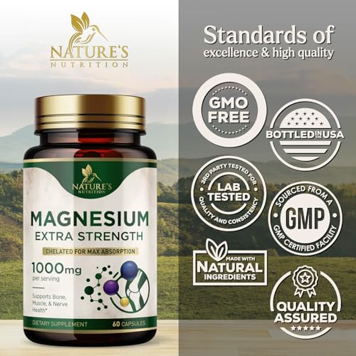 Magnesium Extra Strength 1000mg - Chelated for Max Absorption, Ma...