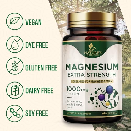 Magnesium Extra Strength 1000mg - Chelated for Max Absorption, Ma...
