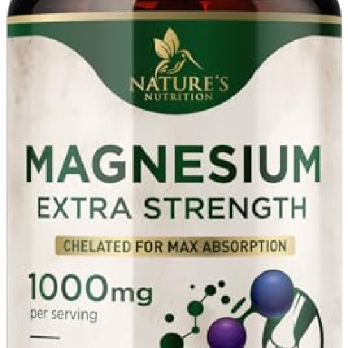 Magnesium Extra Strength 1000mg - Chelated for Max Absorption, Ma...