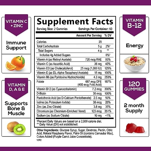 Multivitamin Gummies, Extra Strength Daily Multi Vitamin Gummy fo...