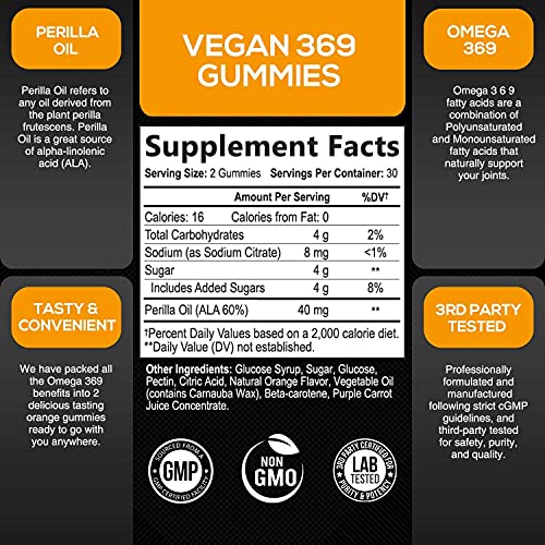 Omega 3 6 9 Gummies Extra Strength Essential Fatty Acid Supplemen...