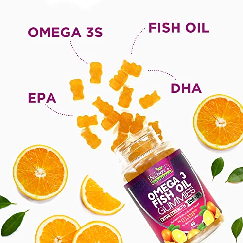 Omega 3 Fish Oil Gummies - High DHA & EPA Tasty Orange Flavor Hea...