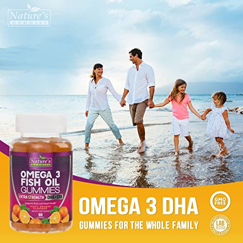 Omega 3 Fish Oil Gummies - High DHA & EPA Tasty Orange Flavor Hea...