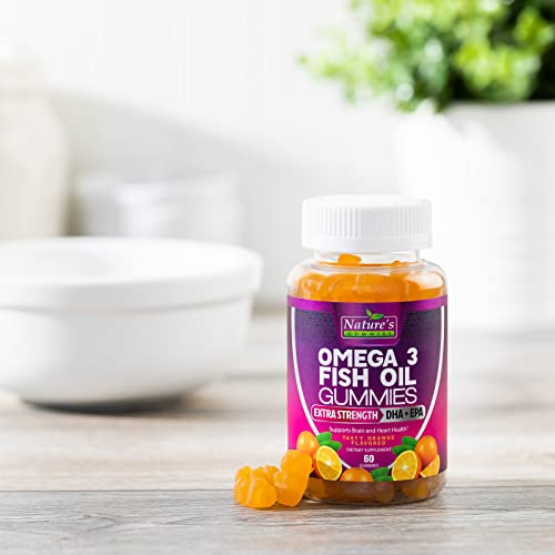Omega 3 Fish Oil Gummies - High DHA & EPA Tasty Orange Flavor Hea...
