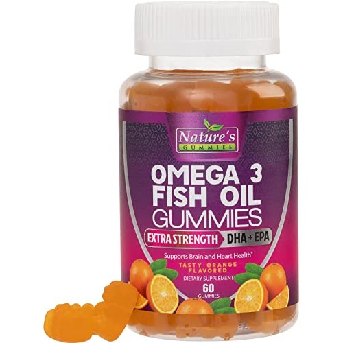 Omega 3 Fish Oil Gummies - High DHA & EPA Tasty Orange Flavor Hea...