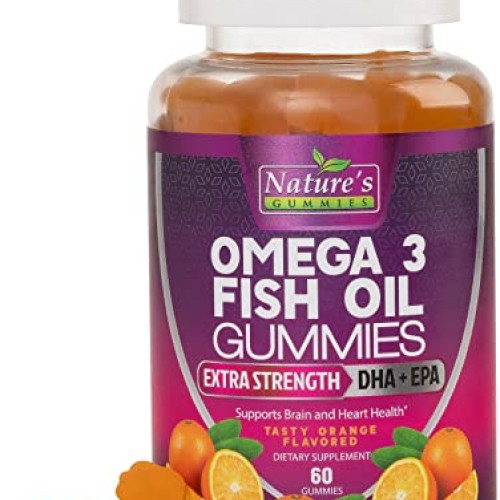 Omega 3 Fish Oil Gummies - High DHA & EPA Tasty Orange Flavor Hea...