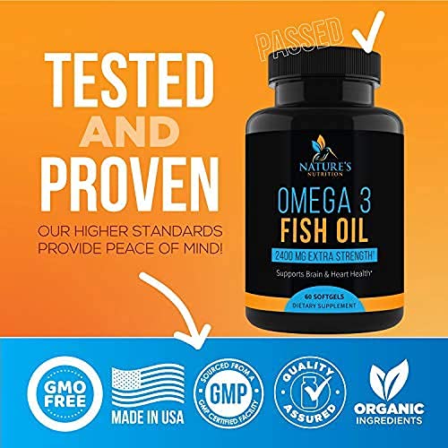 Omega-3 Fish Oil Supplement, Triple Strength 2400mg High EPA and ...