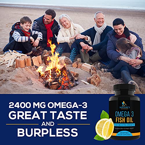 Omega-3 Fish Oil Supplement, Triple Strength 2400mg High EPA and ...