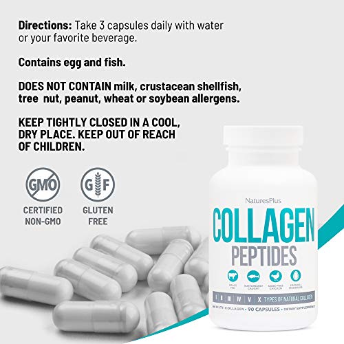 NaturesPlus Collagen Peptides - 90 Capsules - Hair, Skin, Nail & ...