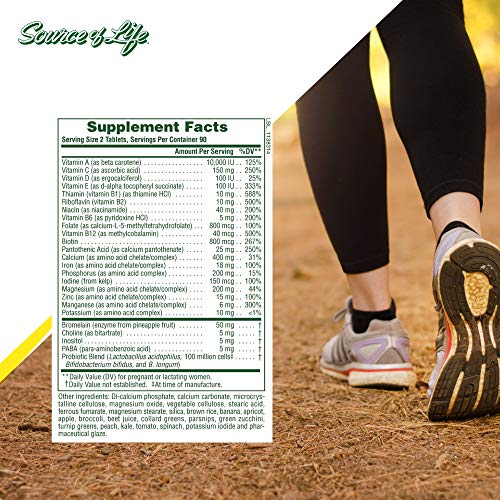 NaturesPlus Source of Life Prenatal - 800 mcg Folate, 180 Vegetar...